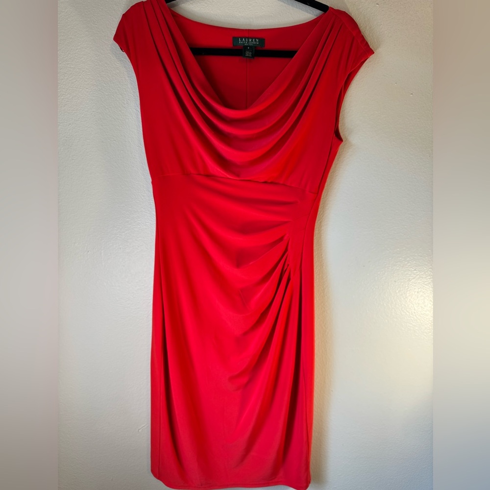 Lauren Ralph Lauren coral Red cocktail sheath dress